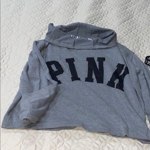 Cropped crew neck VS PINK grey hoodie